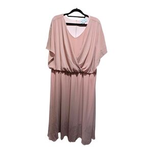 Hanna Nikole Women Plus Size Chiffon Cape V Neck Swing Midi Dress Size 18W EUC